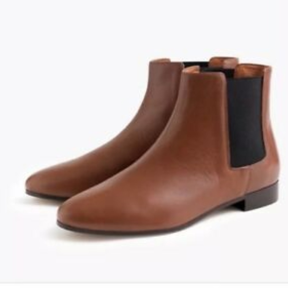 J. Crew Leather Chelsea Boot- Cognac Brown Size 8